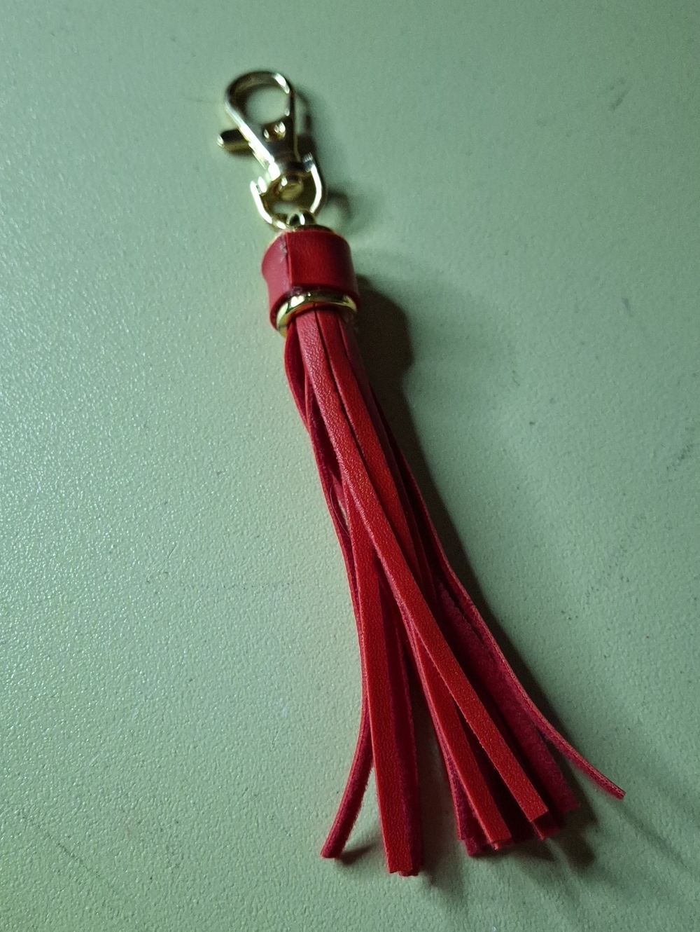 Tassel Gold Hardware Keyring Purse Charm New - Red